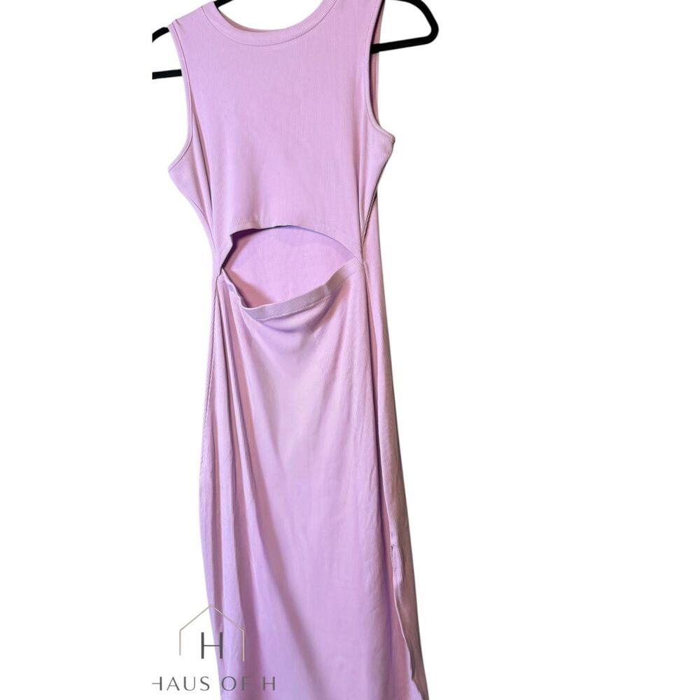 PRETTY GARDEN Dress Womens Small Sleeveless Ribbed Cutout Midi Summer Trendy